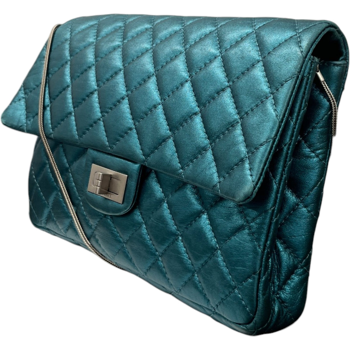 Women's 2.55 Reissue Metallic Handbag Blue - Photo 3