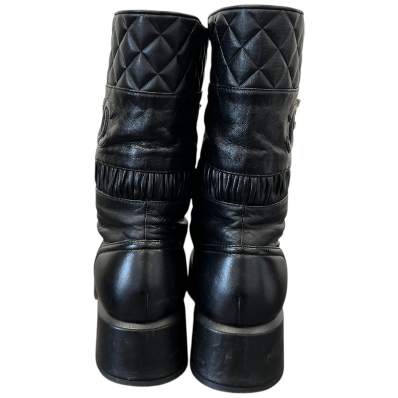 Women's CC Logo Combat Boots Black Size UK 4 / EU 37