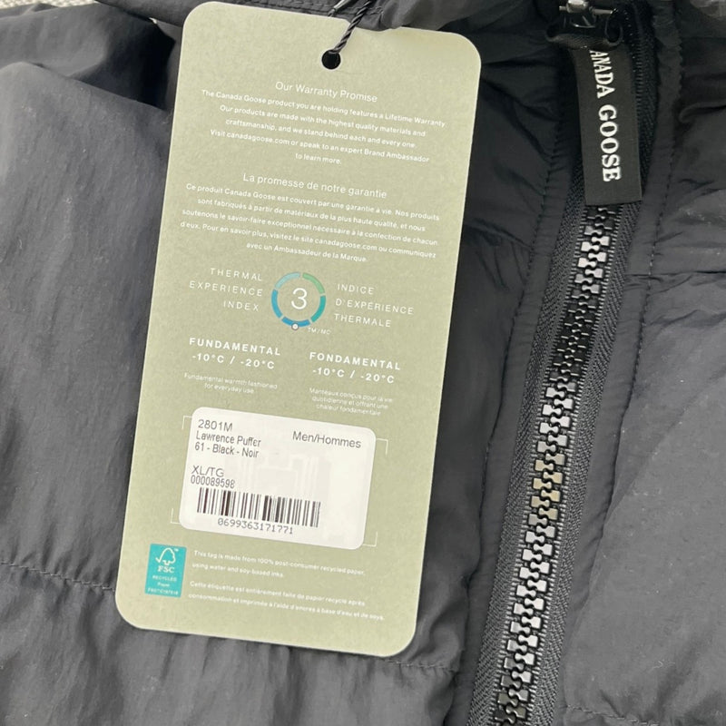 Men's Lawrence Puffer Down Jacket Black Size XL