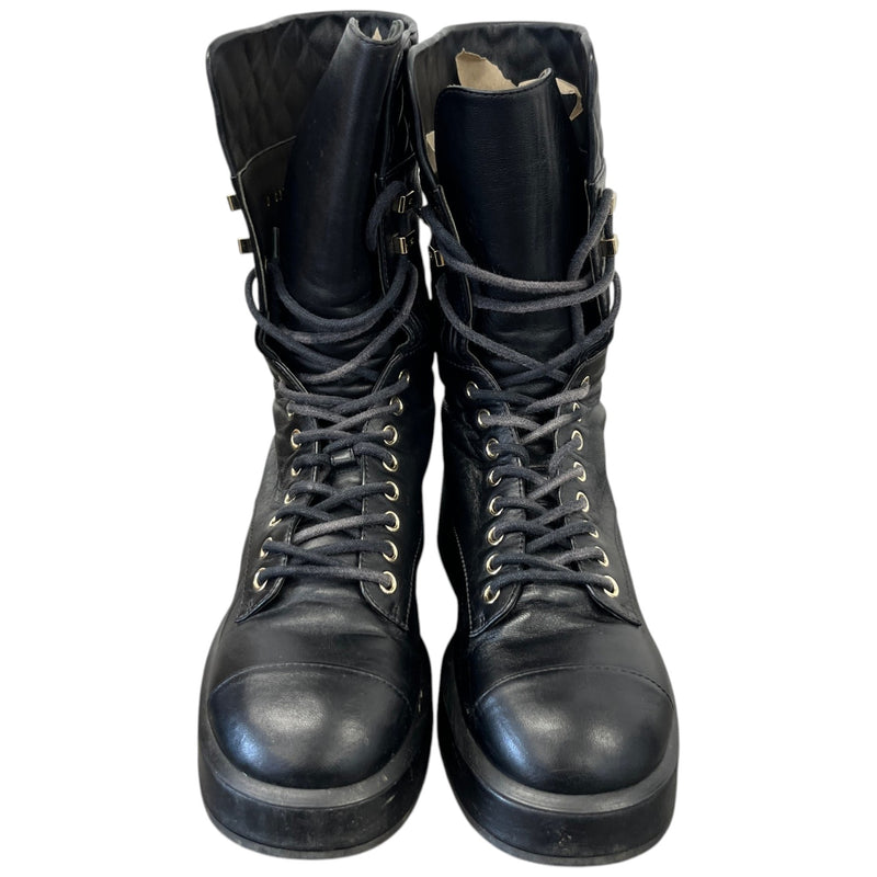 Women's CC Logo Combat Boots Black Size UK 4 / EU 37