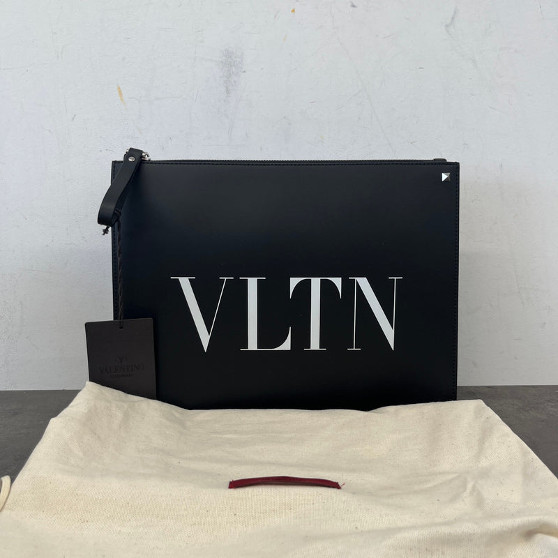 Women's Vltn Calfskin Pouch Black