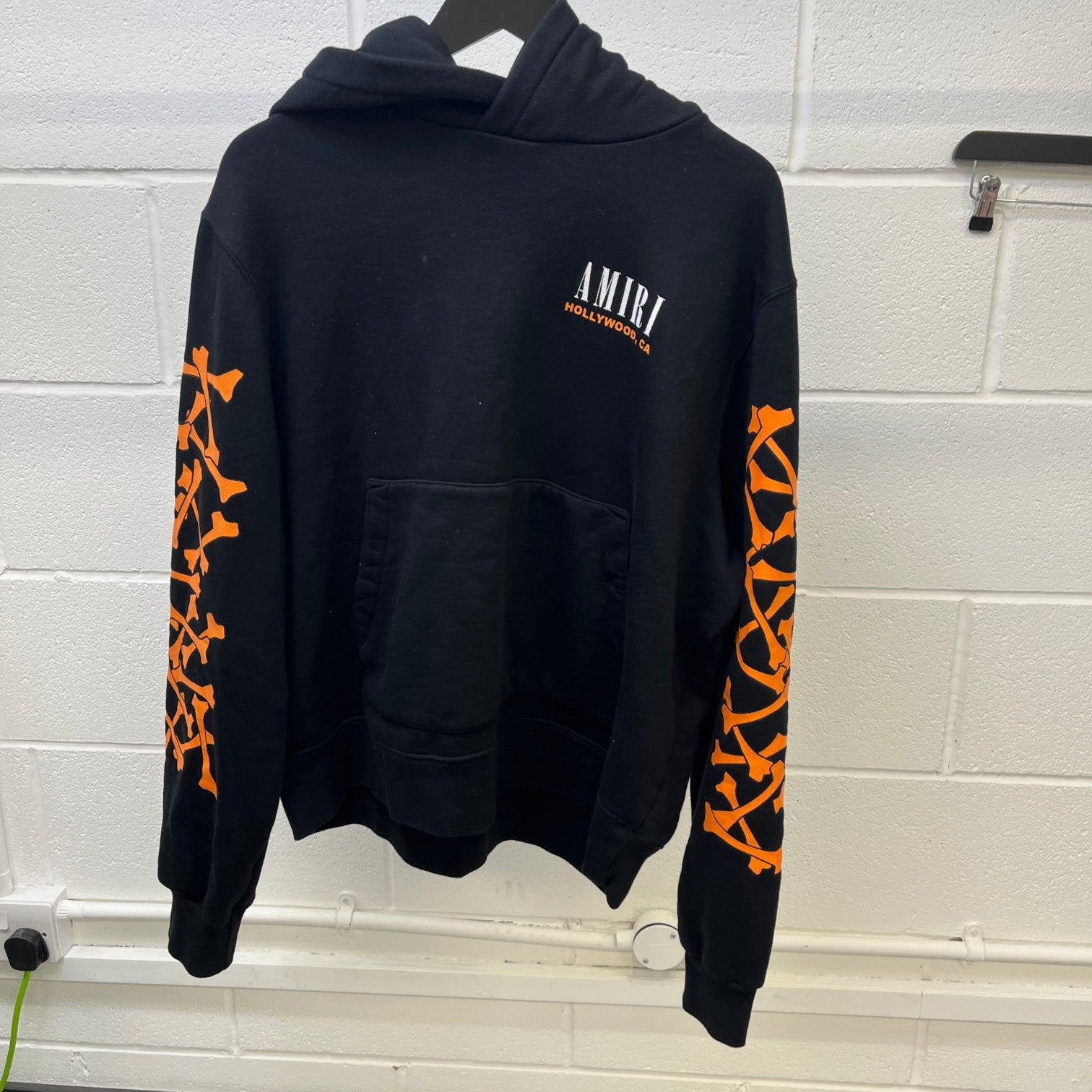 Men's Bones Logo Print Hoodie Black Size L - Photo 9