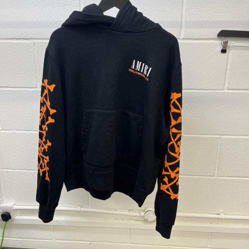 Men's Bones Logo Print Hoodie Black Size L