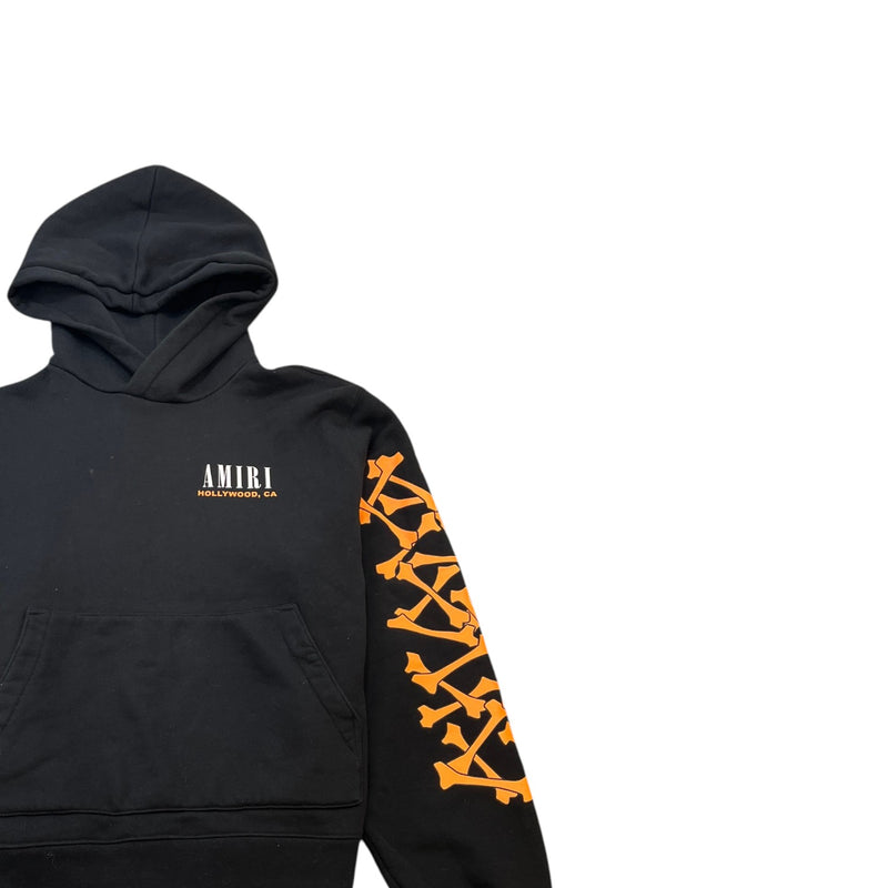 Men's Bones Logo Print Hoodie Black Size L