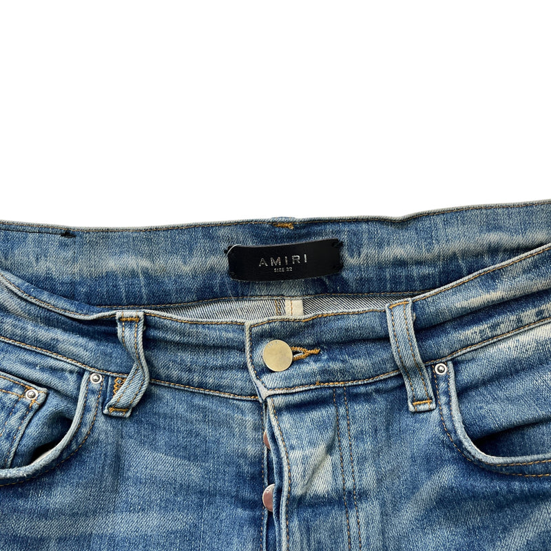 Men's Mx1 Distressed Bandana Jeans Blue Size Waist 33"