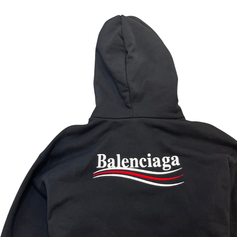 Men's Oversized Political Campaign Logo Hoodie Black Size S