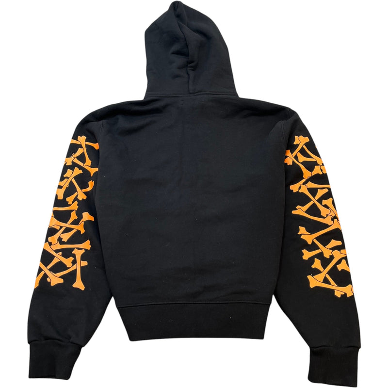Men's Bones Logo Print Hoodie Black Size L