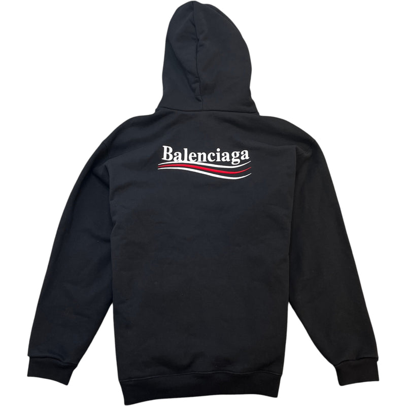 Men's Oversized Political Campaign Logo Hoodie Black Size S