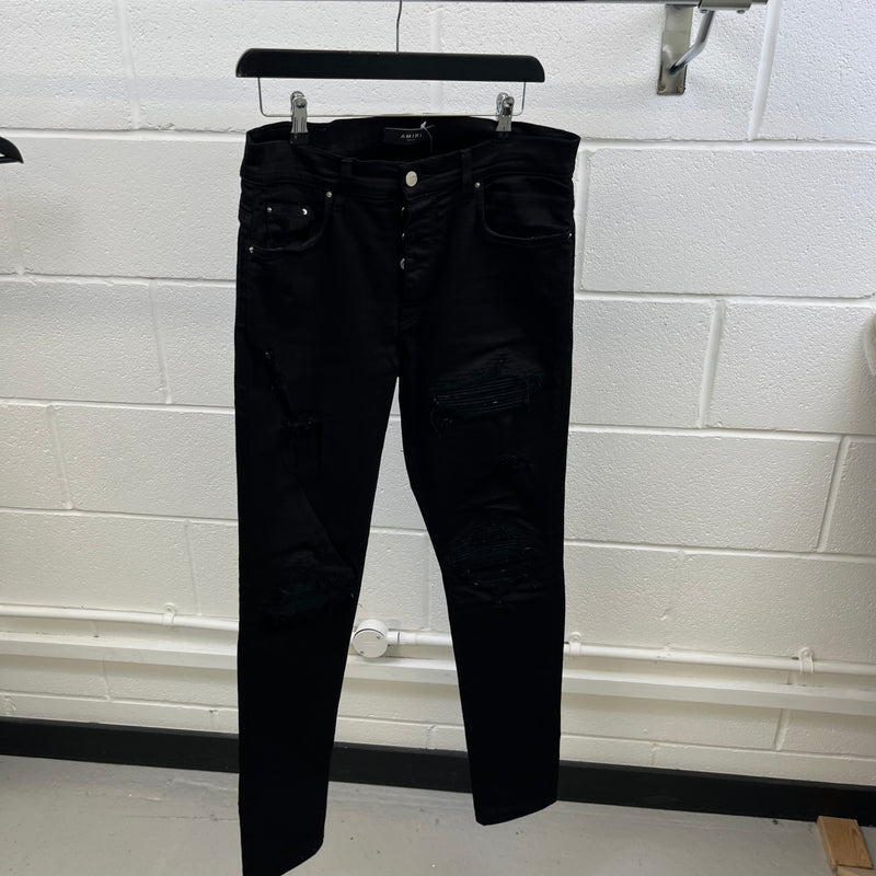 Men's Mx1 Distressed Jeans Black Size Waist 33"