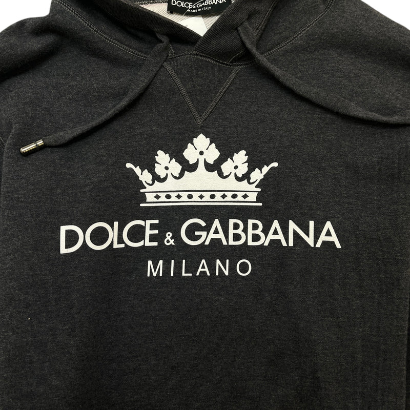 Dolce & Gabbana Men's Logo Print Hoodie Grey Size S