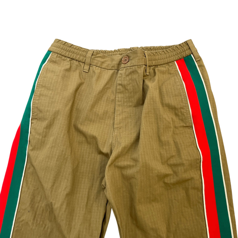 Men's Web Strip Trousers Beige Size S / W30