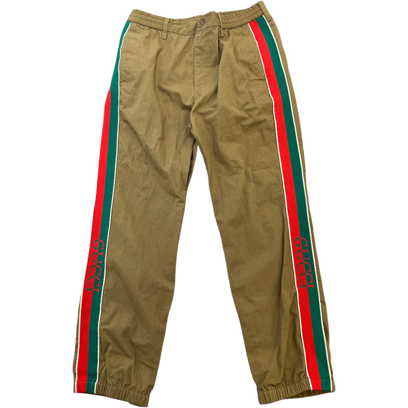 Men's Web Strip Trousers Beige Size S / W30