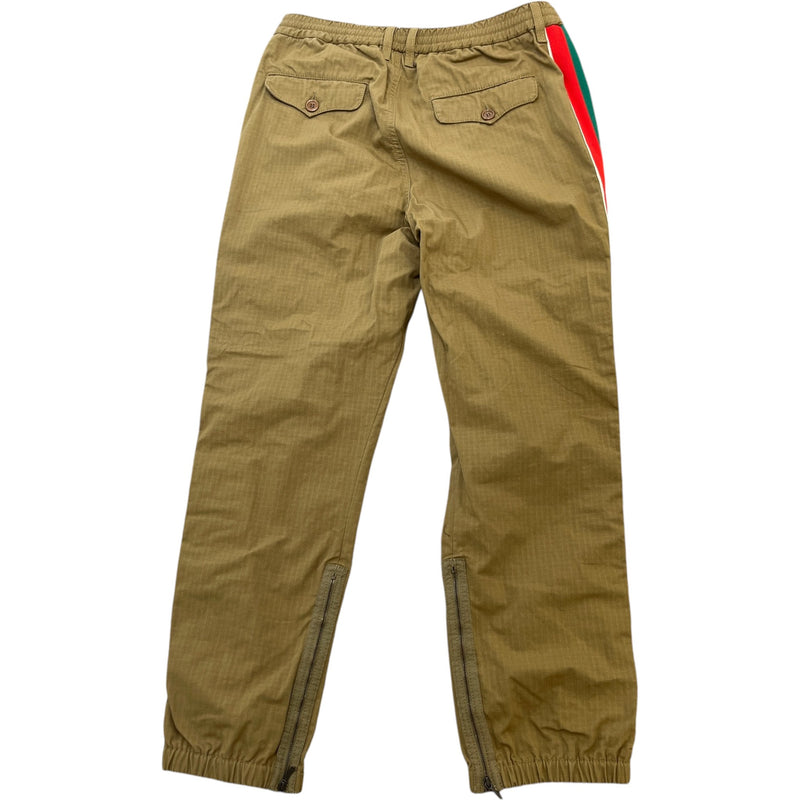 Men's Web Strip Trousers Beige Size S / W30