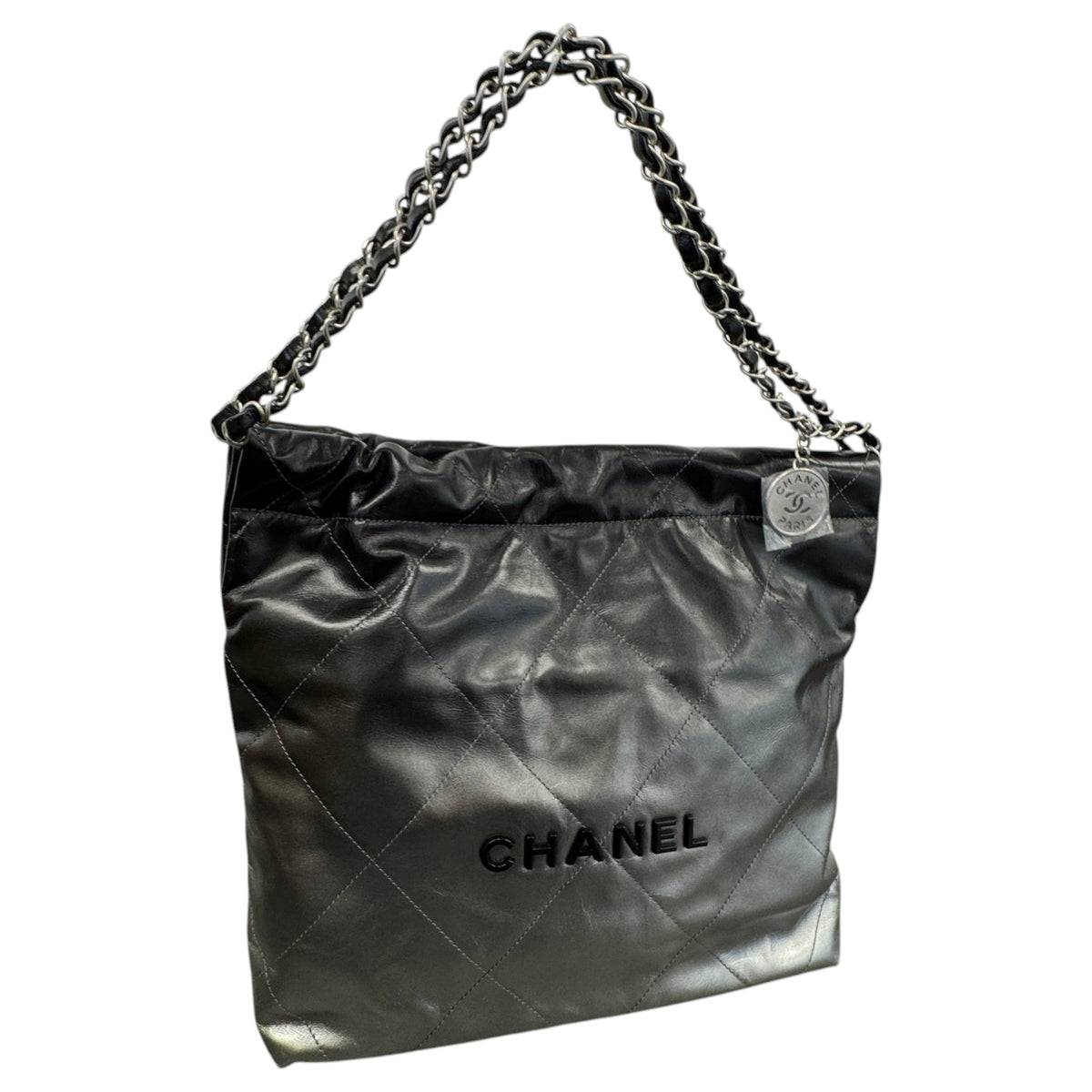 Women's 22 Calfskin Metallic Handbag Silver - Photo 5