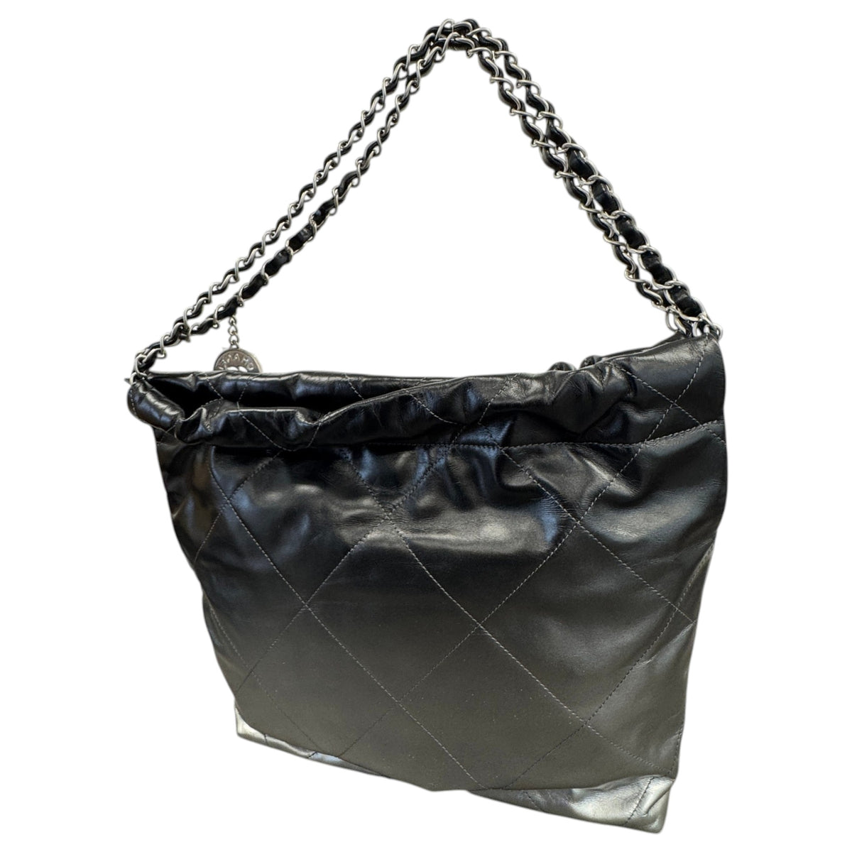 Women's 22 Calfskin Metallic Handbag Silver - Photo 8