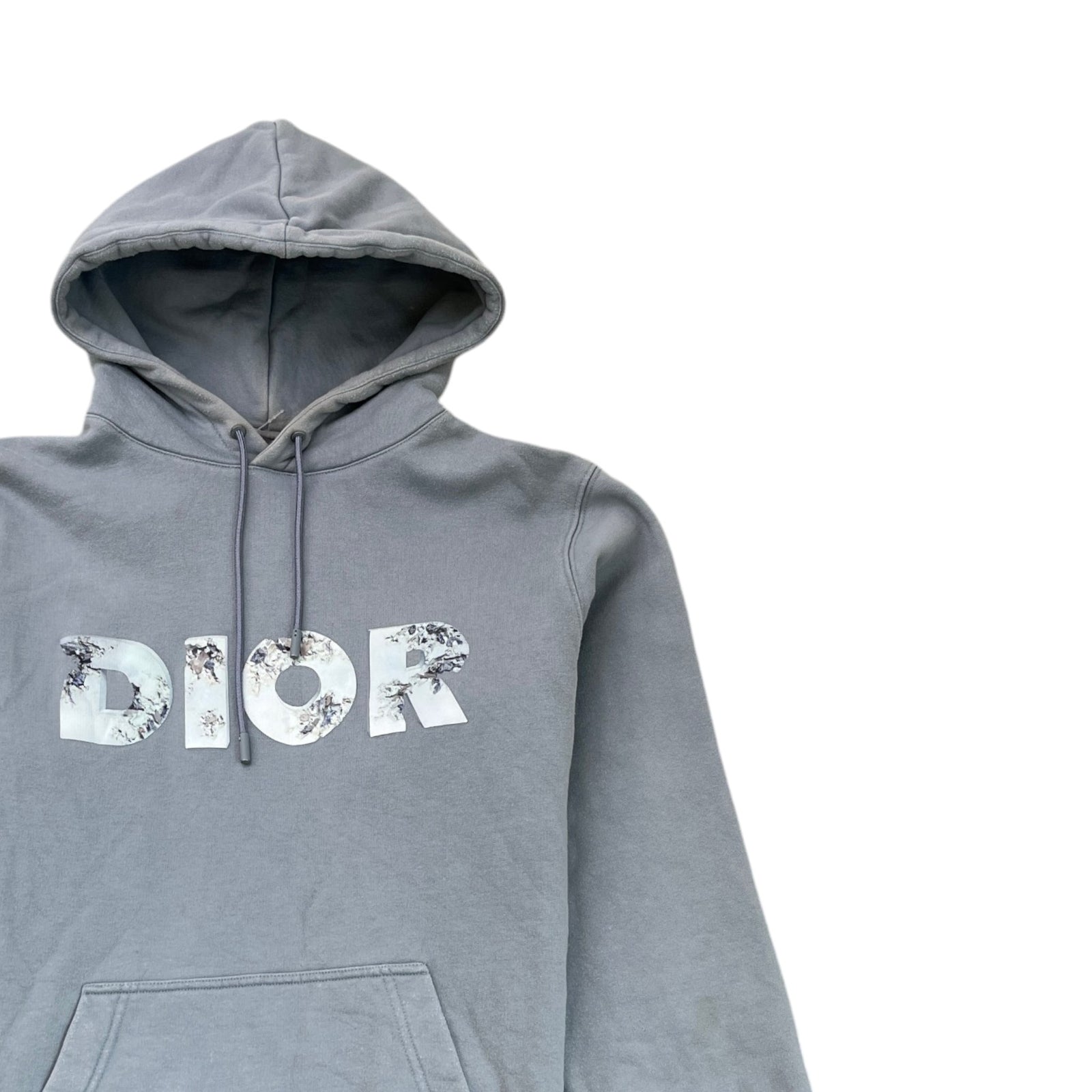 Men's X Daniel Arsham Eroded Logo Hoodie Grey Size M - Photo 3