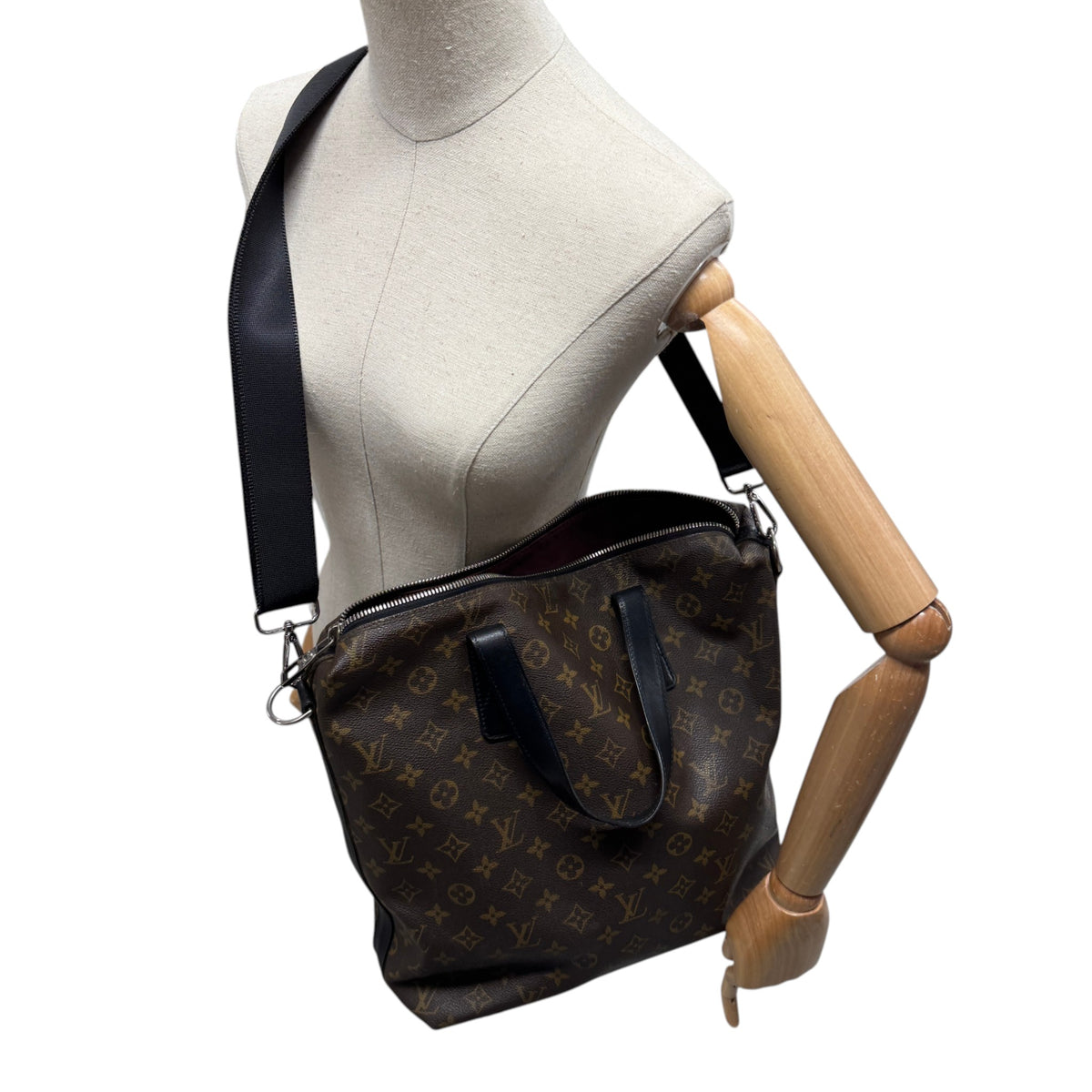 Men's Monogram Macassar Kitan Tote Travel Bag Brown - Photo 2