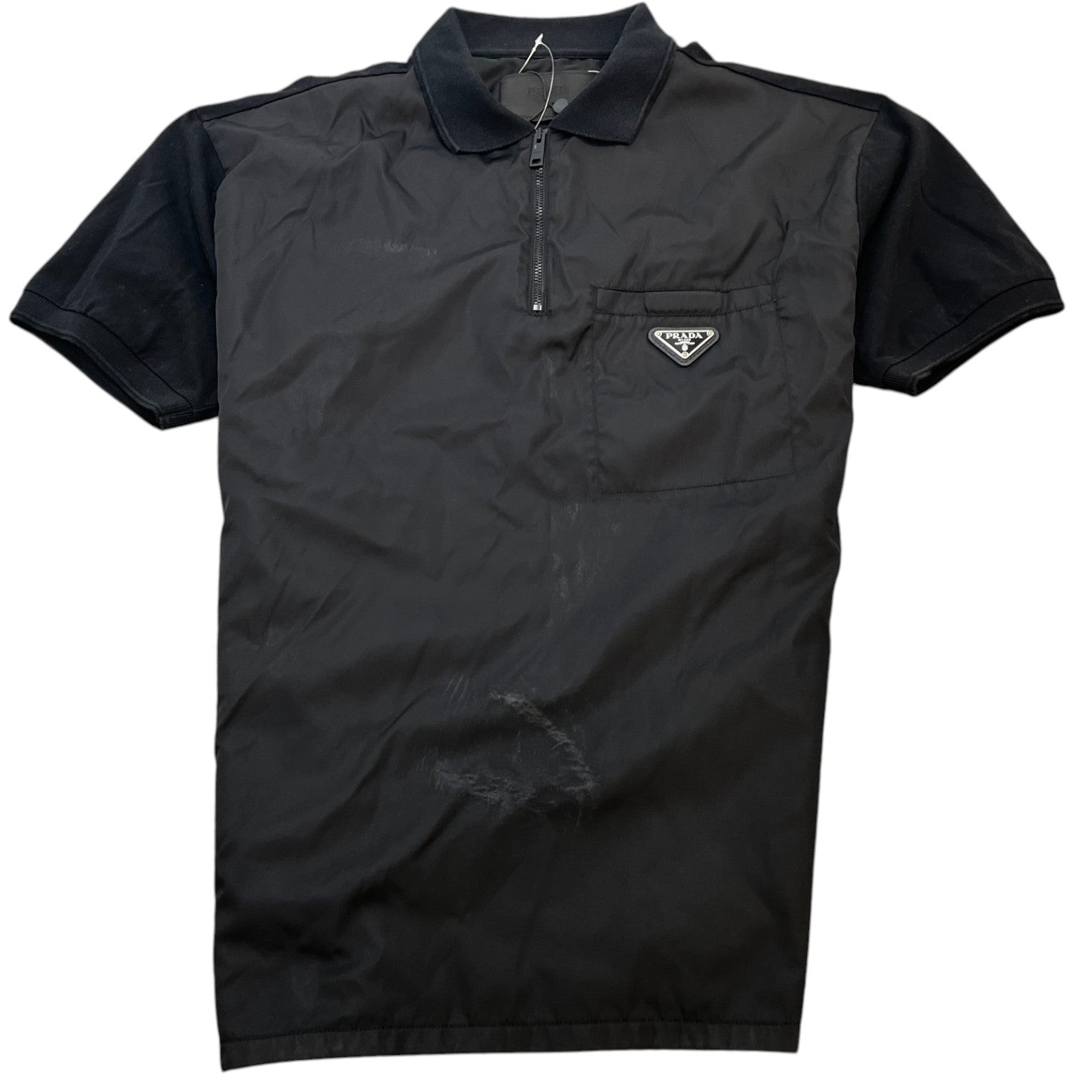 Men's Re-Nylon Plaque Logo Polo Shirt Black Size S - Photo 1