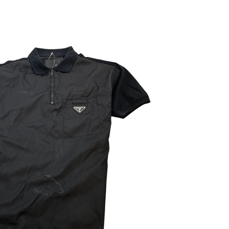 Men's Re-Nylon Plaque Logo Polo Shirt Black Size S