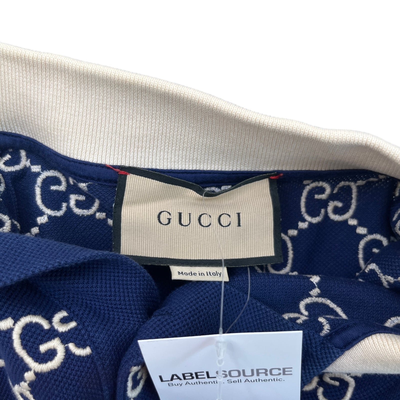 Men's Gg Monogram Polo Shirt Navy Size M - Photo 7