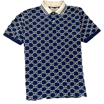 Men's Gg Monogram Polo Shirt Navy Size M