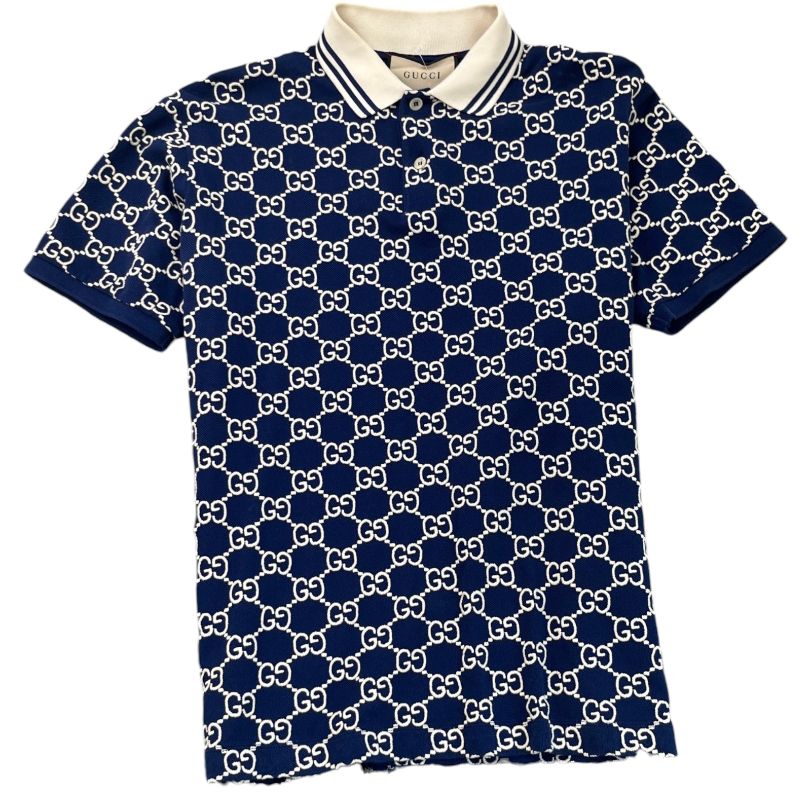 Men's Gg Monogram Polo Shirt Navy Size M - Photo 1