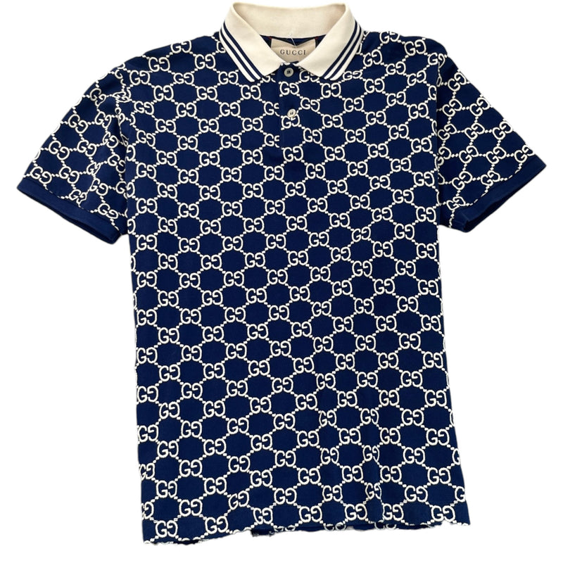 Men's Gg Monogram Polo Shirt Navy Size M