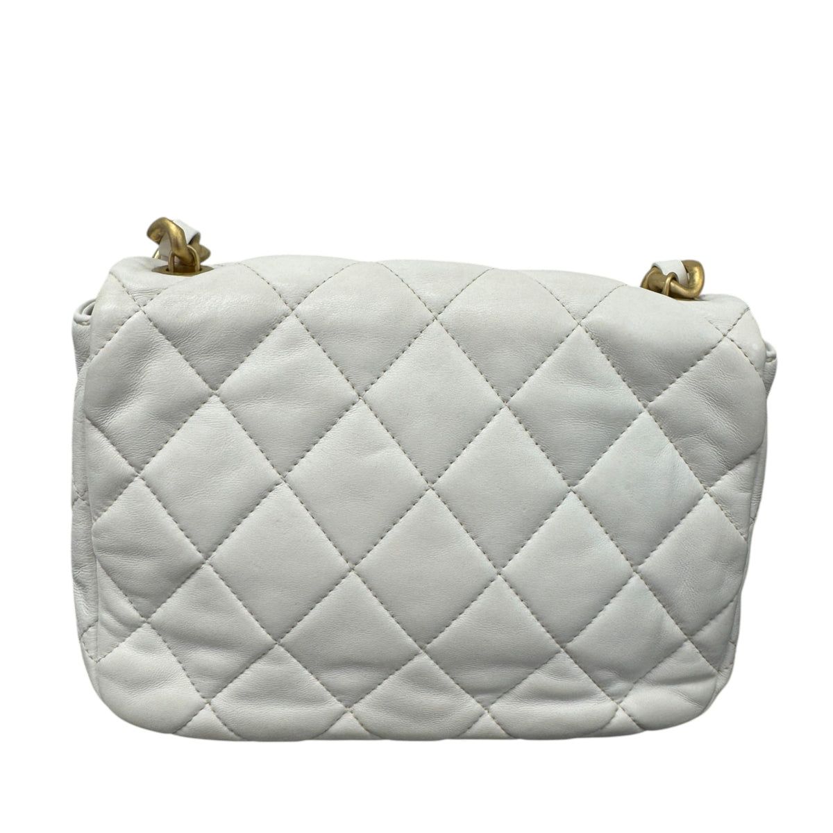 Women's Matelasse Chain Shoulder Crossbody Bag White - Photo 3