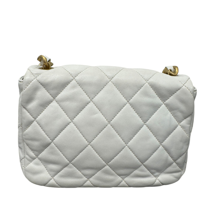 Women's Matelasse Chain Shoulder Crossbody Bag White