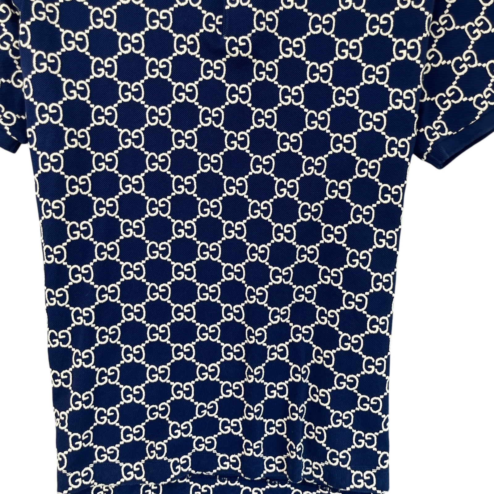 Men's Gg Monogram Polo Shirt Navy Size M - Photo 5