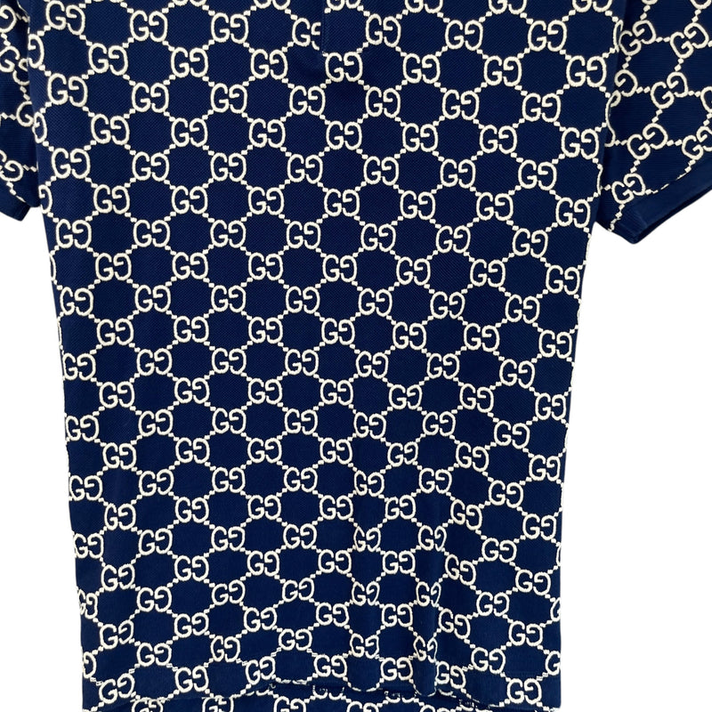 Men's Gg Monogram Polo Shirt Navy Size M