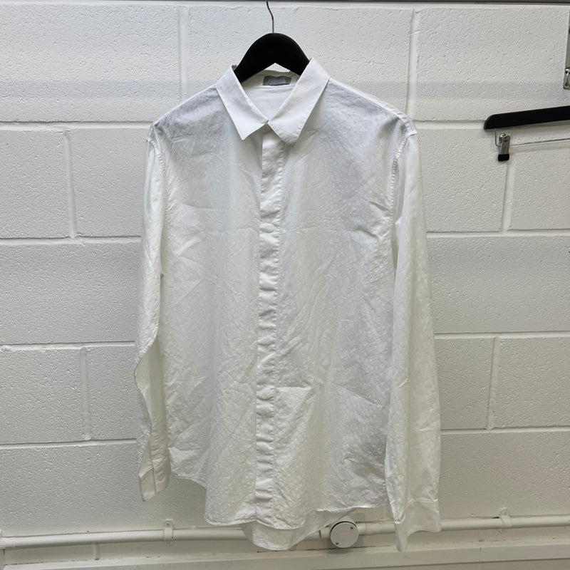 Men's Oblique Long Sleeve Shirt White Size L