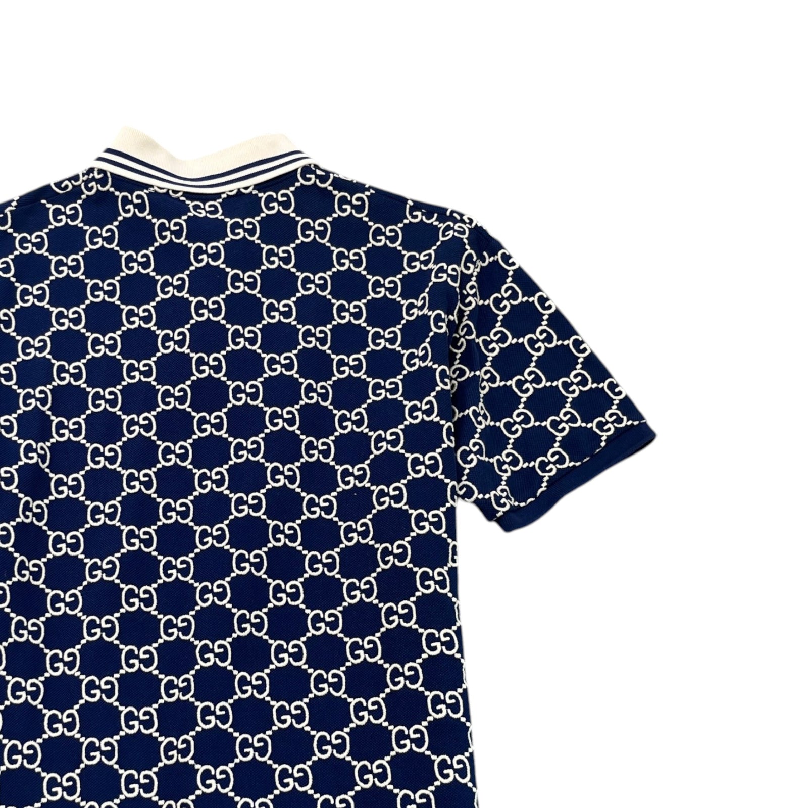Men's Gg Monogram Polo Shirt Navy Size M - Photo 4