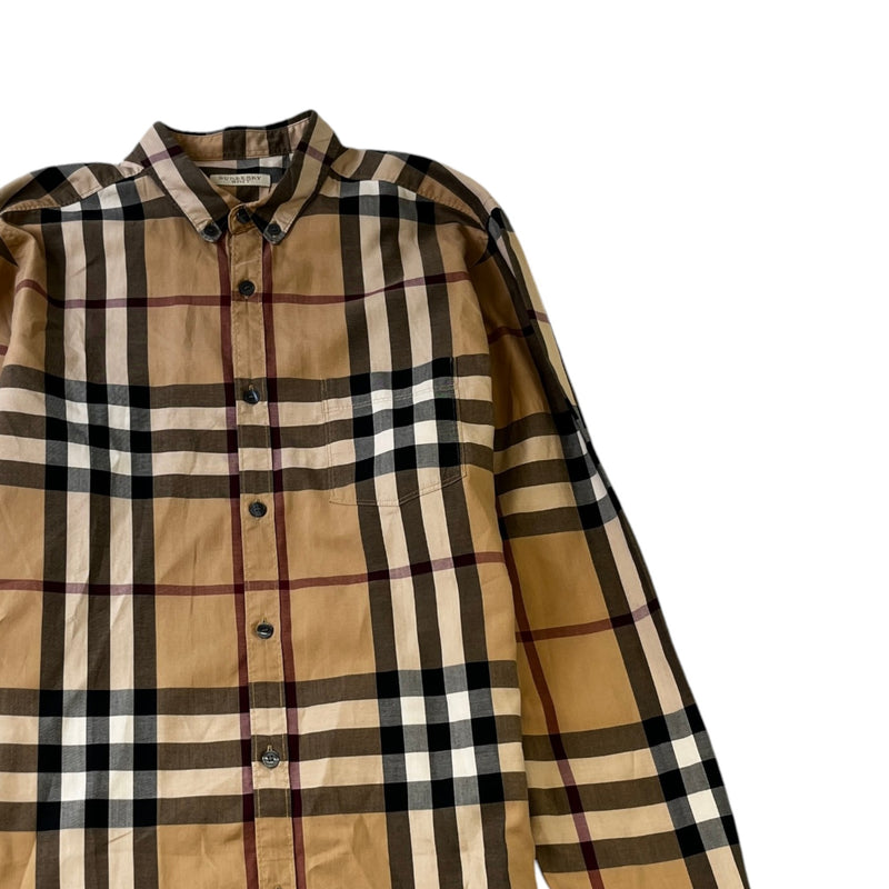 Men's Checkered T-Shirt Beige Size M