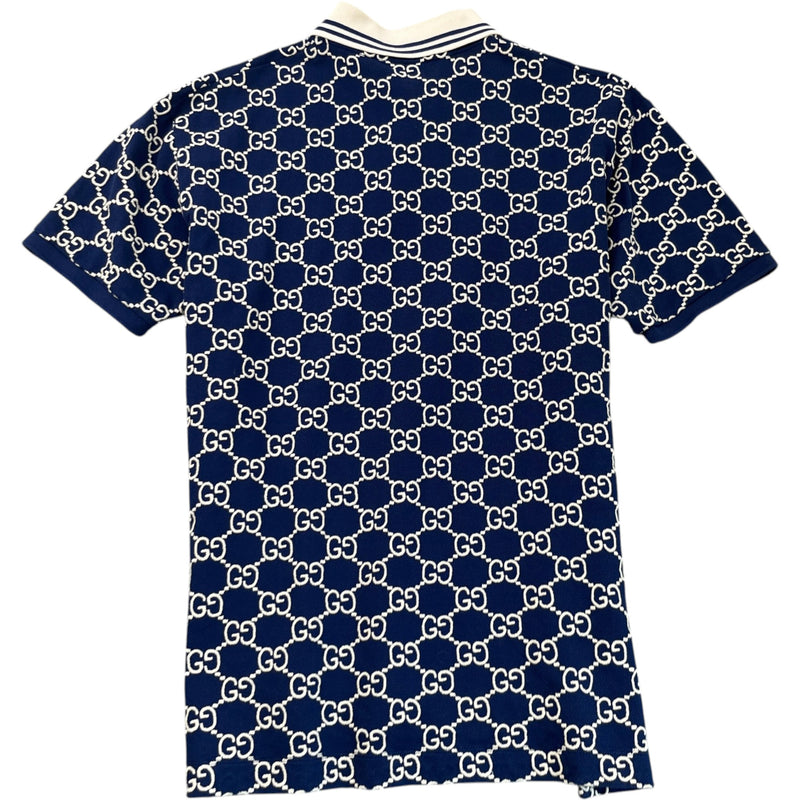 Men's Gg Monogram Polo Shirt Navy Size M