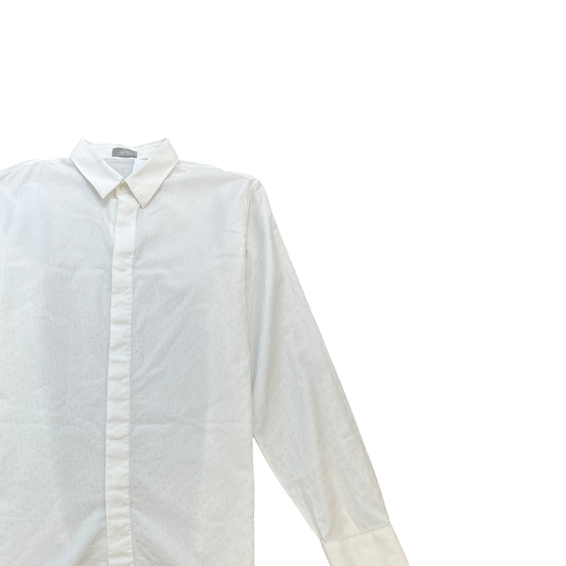 Men's Oblique Long Sleeve Shirt White Size L