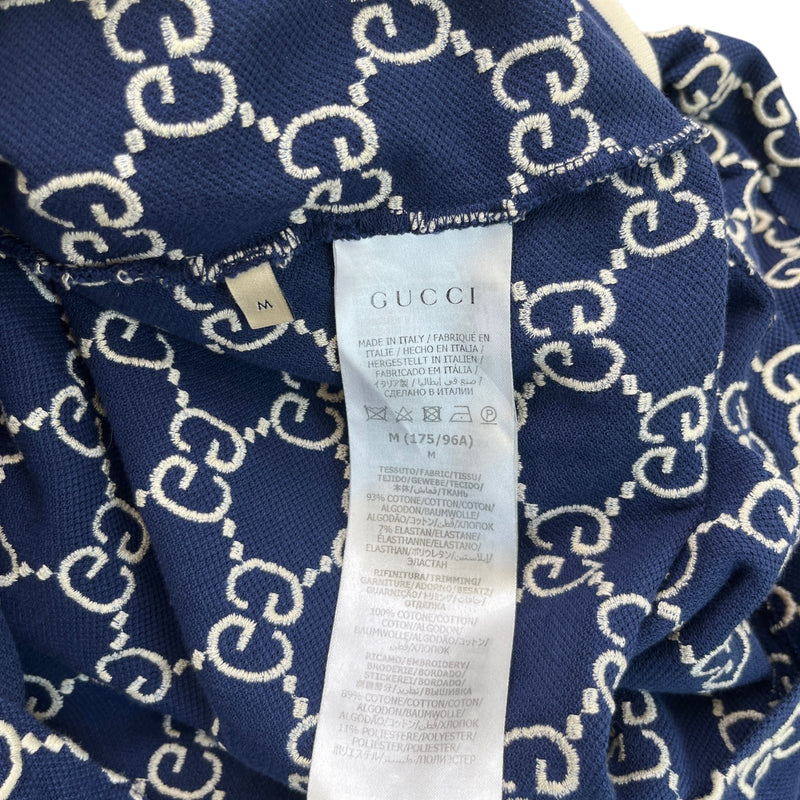 Men's Gg Monogram Polo Shirt Navy Size M