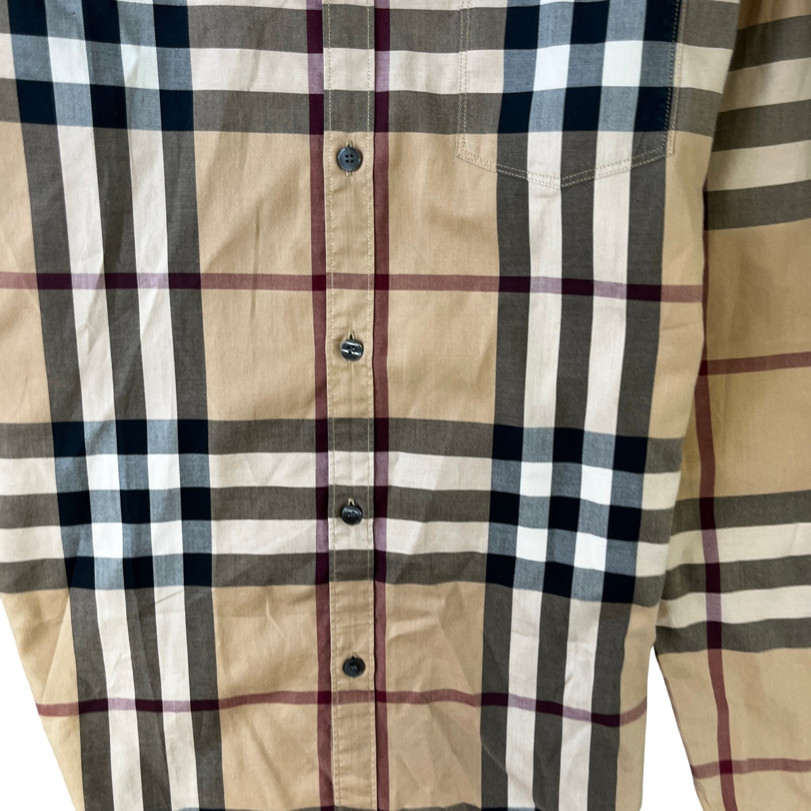 Men's Checkered T-Shirt Beige Size M - Photo 5