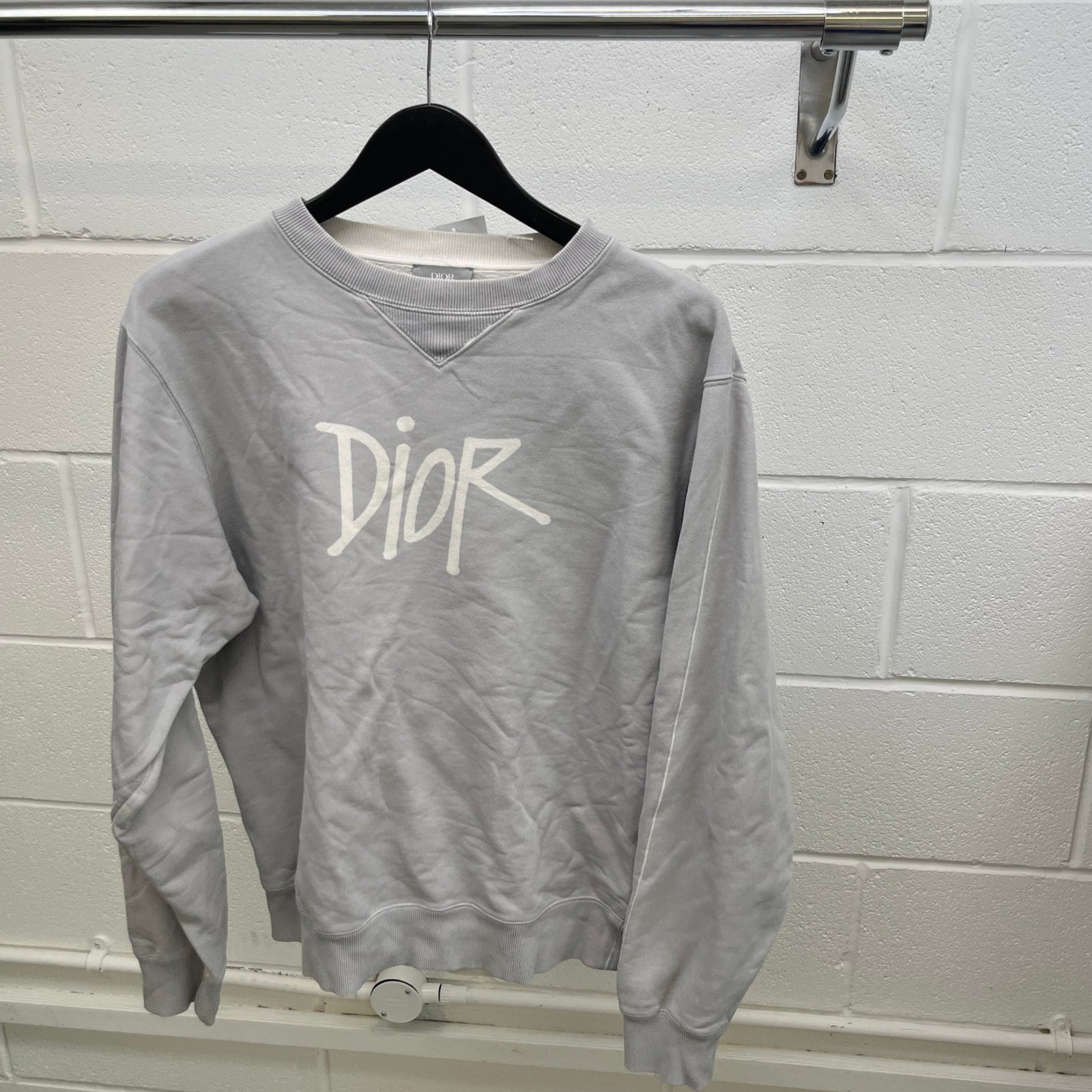 Men's X Daniel Arsham Eroded Logo Sweatshirt Grey Size M - Photo 9