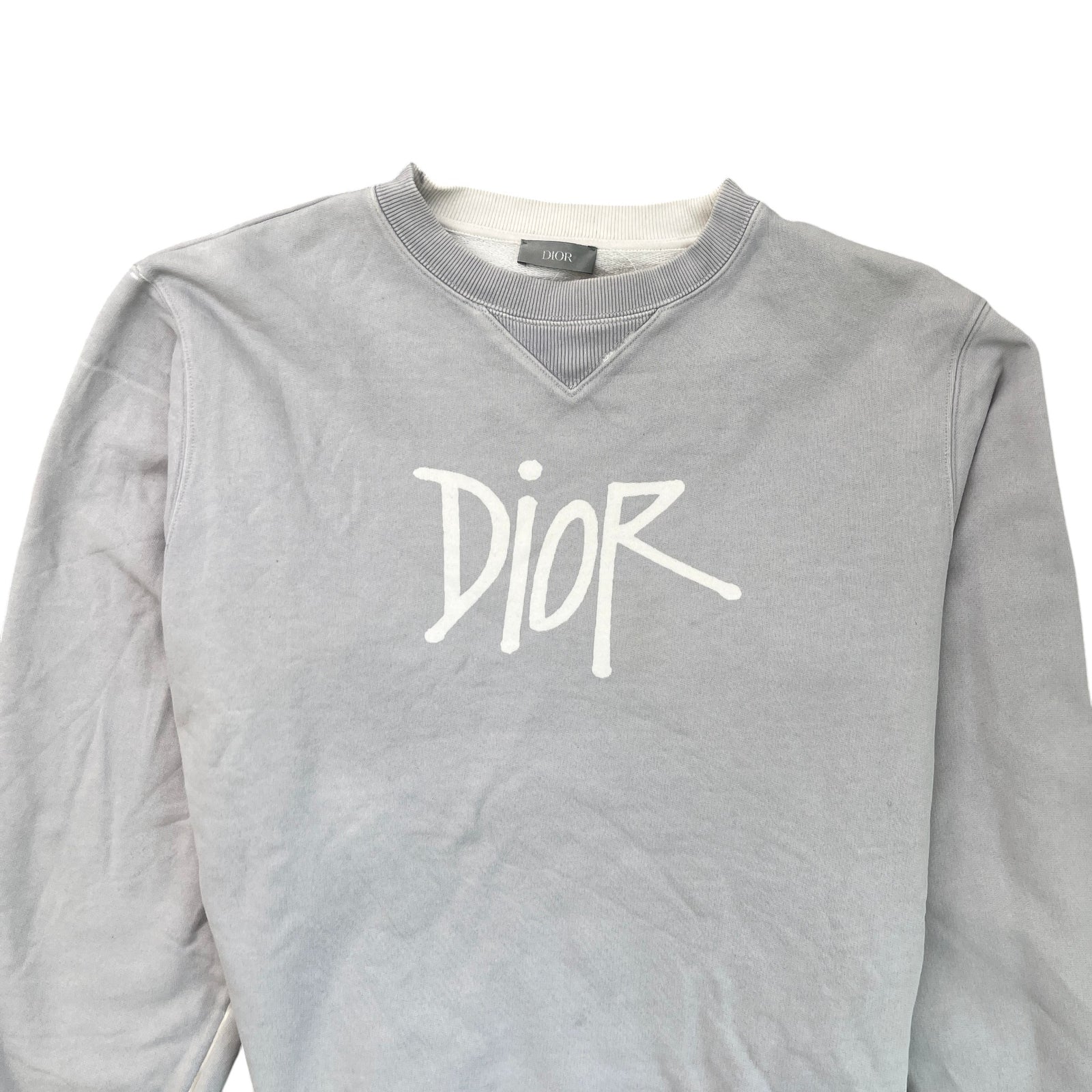 Men's X Daniel Arsham Eroded Logo Sweatshirt Grey Size M - Photo 5