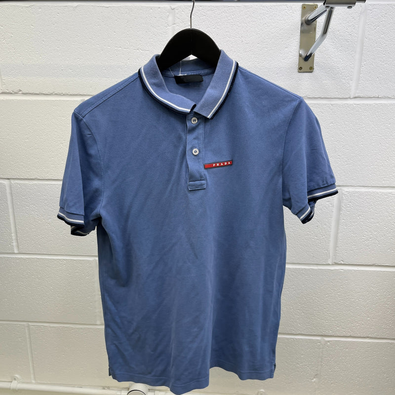 Men's Tab Logo Polo Shirt Blue Size M