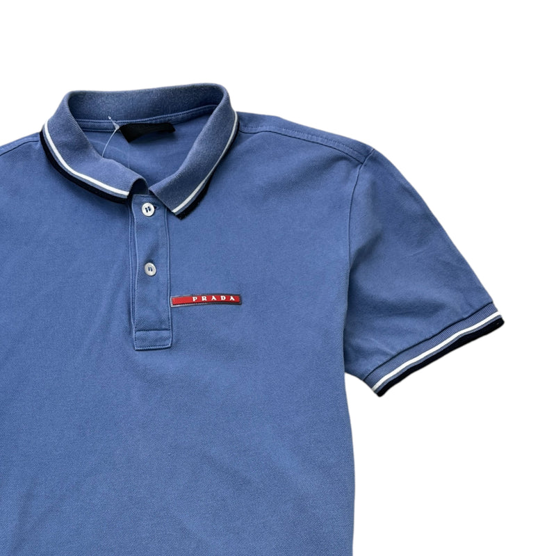Men's Tab Logo Polo Shirt Blue Size M