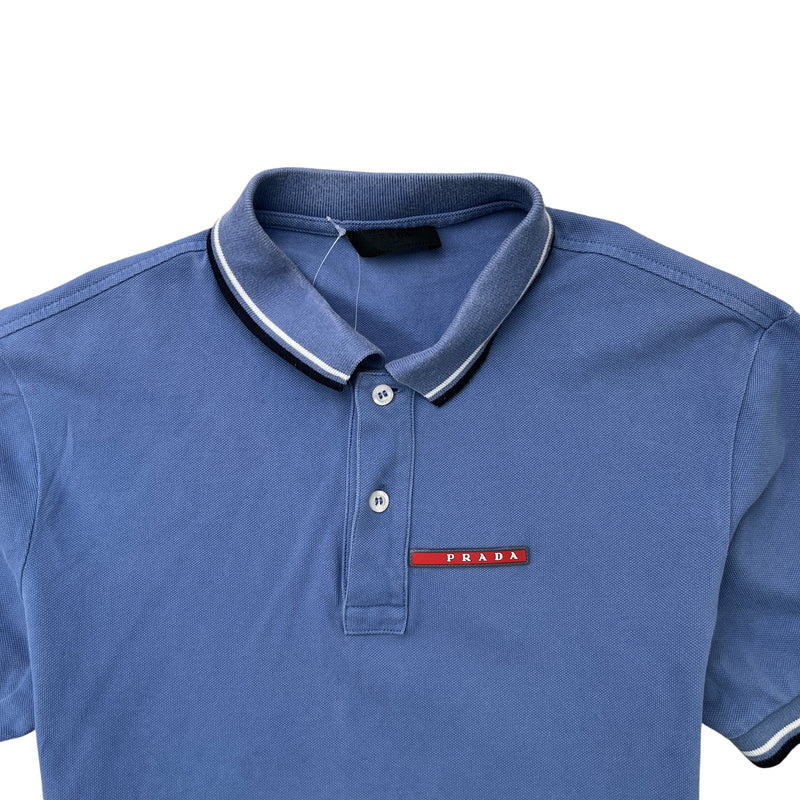 Men's Tab Logo Polo Shirt Blue Size M