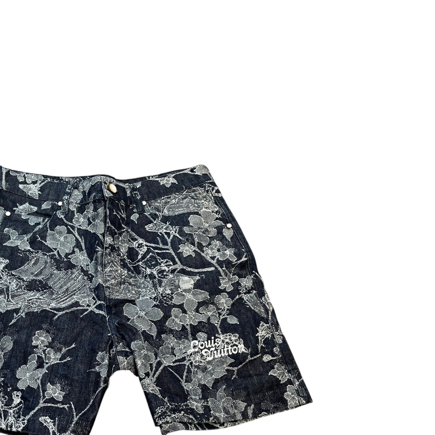 Men's Monogram Foliage Jacquard Shorts Black Size Waist 32" - Photo 3