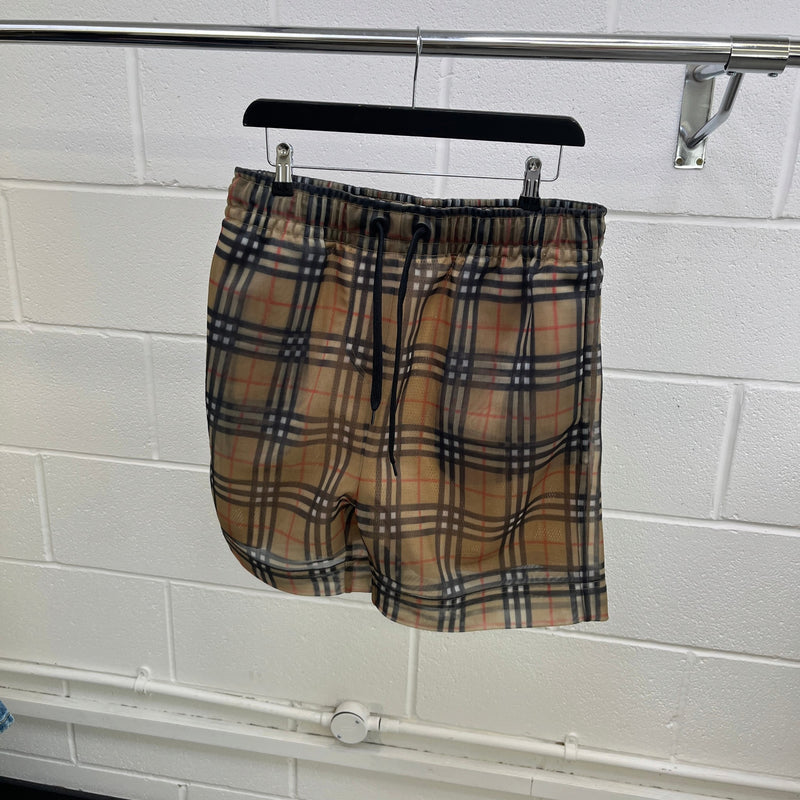 Men's Nova Check Shorts Beige Size L / W34