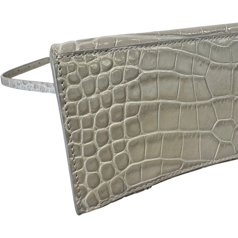 Women's Hourglass Crocodile Embossed Handbag Grey