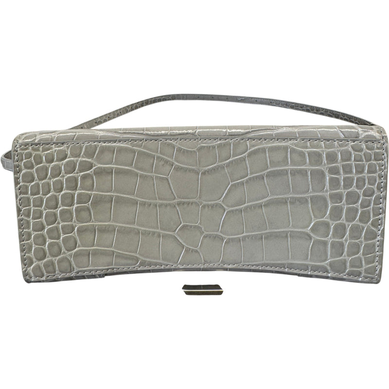 Women's Hourglass Crocodile Embossed Handbag Grey