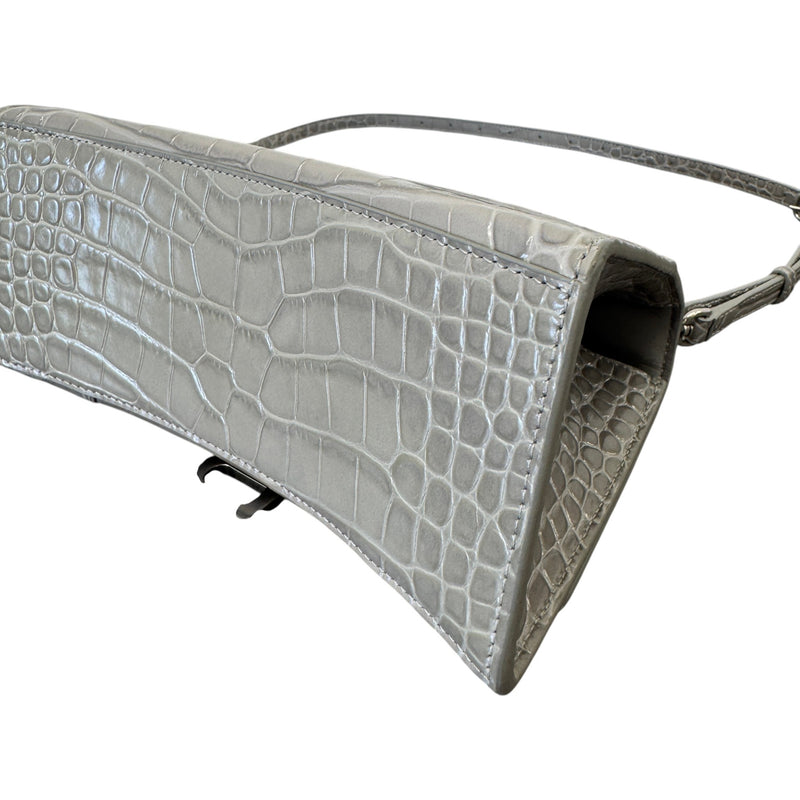 Women's Hourglass Crocodile Embossed Handbag Grey