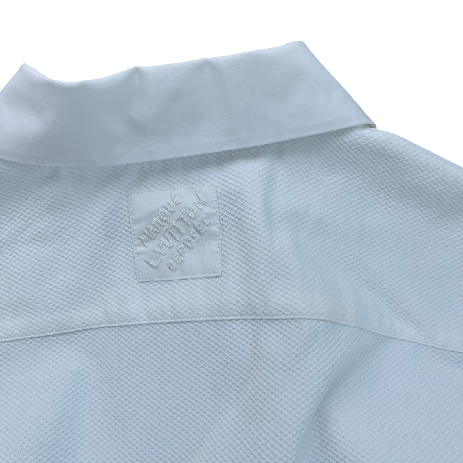 Men's Poplin Crystal Embellished Lv Polo Shirt White Size S - Photo 6