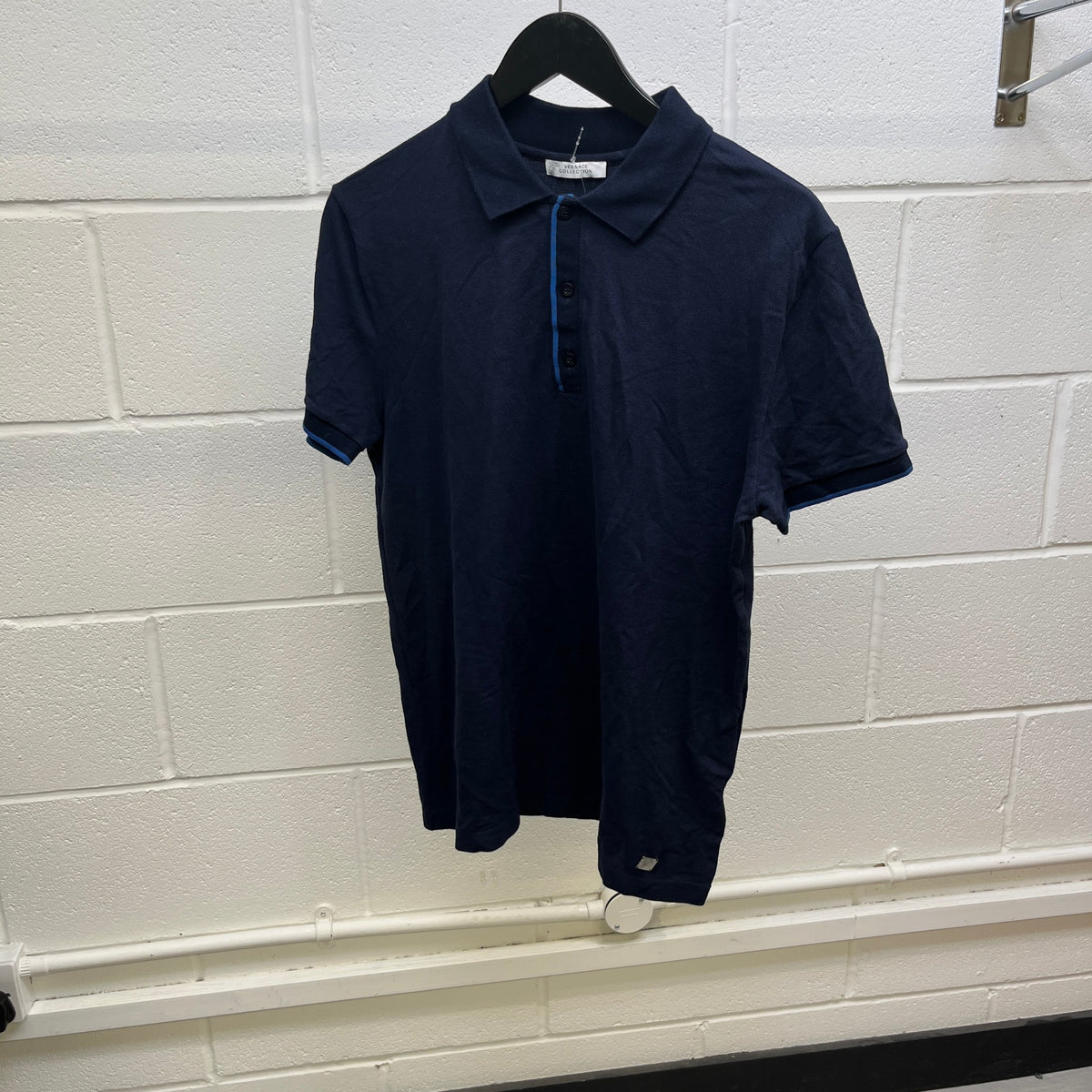 Men's Plaque Logo Polo Shirt Navy Size L - Photo 7